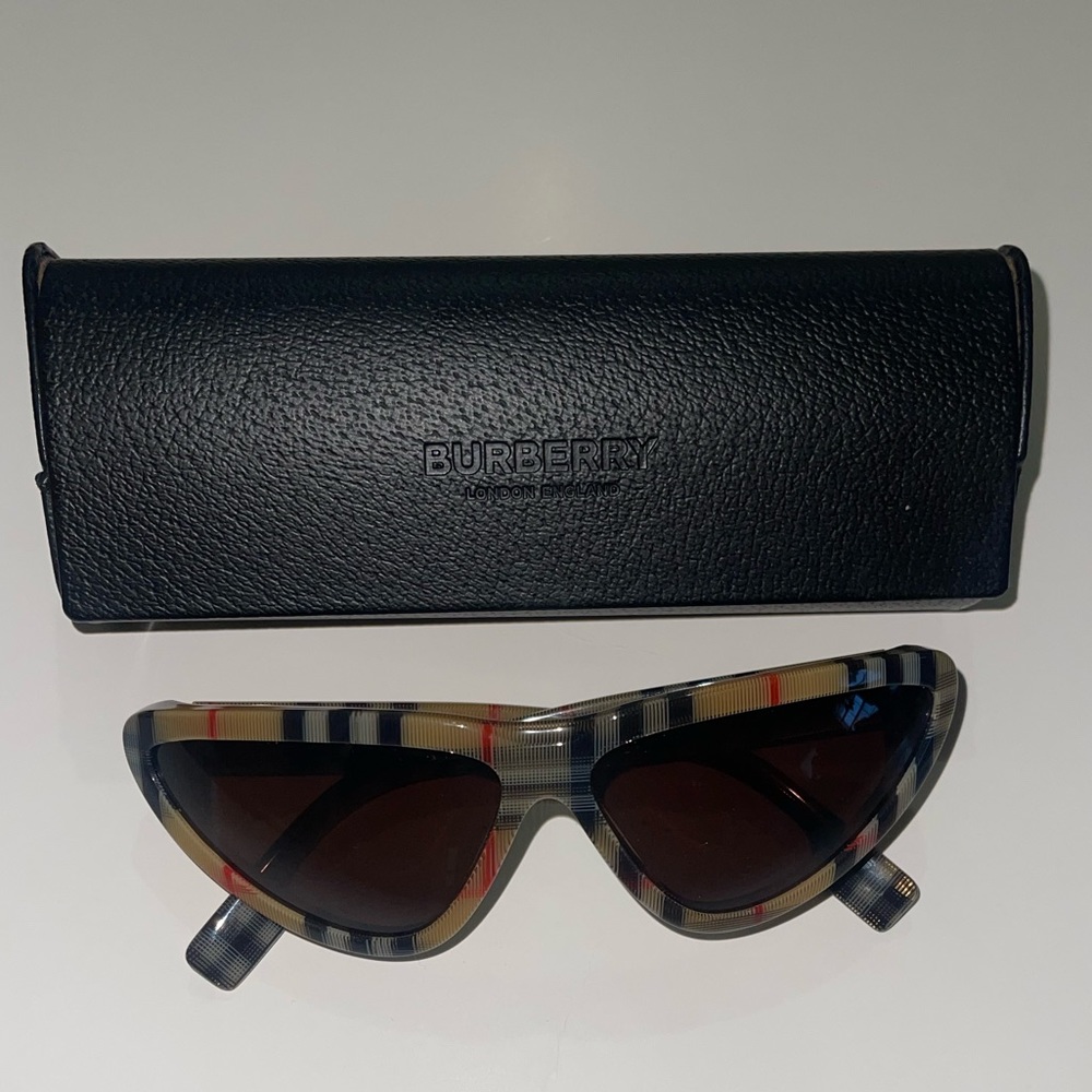 Burberry Striped Sunglasses with Black and Tan Accents